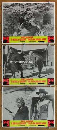 p916 FISTFUL OF DOLLARS/FOR A FEW DOLLARS MORE 3 movie lobby cards '69