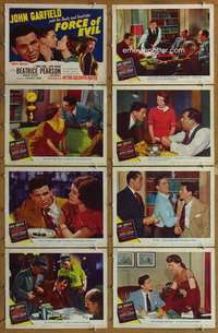 p196 FORCE OF EVIL 8 movie lobby cards '48 John Garfield, Marie Windsor