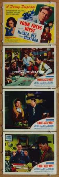 p835 FOUR FACES WEST 4 movie lobby cards '48 Joel McCrea, Frances Dee