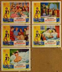 p752 FRENCH LINE 5 movie lobby cards '54 Jane Russell, Gilbert Roland