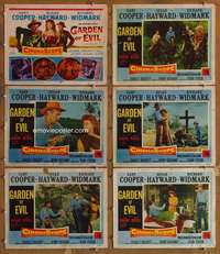 p643 GARDEN OF EVIL 6 movie lobby cards '54 Gary Cooper, Susan Hayward