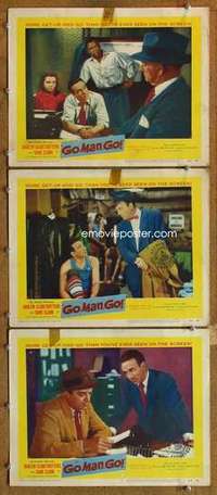 p917 GO MAN GO 3 movie lobby cards '54 Harlem Globetrotters bio!