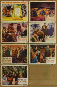 p528 GUNS OF NAVARONE 7 movie lobby cards R66 Greg Peck, Niven, Quinn