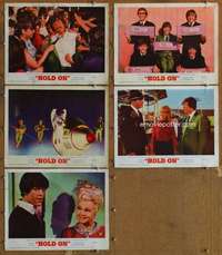 p761 HOLD ON 5 movie lobby cards '66 rock 'n' roll, Herman's Hermits!