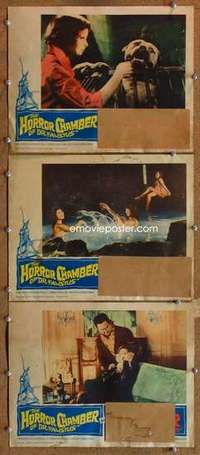 p918 HORROR CHAMBER OF DR FAUSTUS/MANSTER 3 movie lobby cards '59