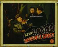 p014 INVISIBLE GHOST movie lobby card '41 Bela Lugosi attacks!