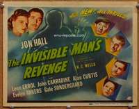 p035 INVISIBLE MAN'S REVENGE movie title lobby card '44 Jon Hall, HG Wells