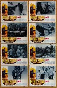 p260 KING KONG ESCAPES 8 movie lobby cards '68 Toho, Ishiro Honda