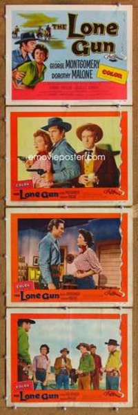 p850 LONE GUN 4 movie lobby cards '54 George Montgomery, Malone