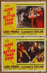 s005 LOVE IS BETTER THAN EVER 2 movie lobby cards '52 Liz Taylor
