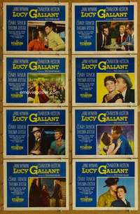 p281 LUCY GALLANT 8 movie lobby cards '55 Charlton Heston, Jane Wyman