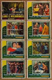 p283 LURE OF THE WILDERNESS 8 movie lobby cards '52 Jean Peters, Hunter
