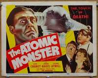 p016 MAN MADE MONSTER movie title lobby card R53 Chaney, The Atomic Monster!