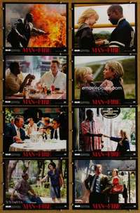 p288 MAN ON FIRE 8 movie lobby cards '04 Denzel Washington