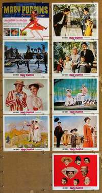 p073 MARY POPPINS 9 movie lobby cards R73 Julie Andrews, Walt Disney
