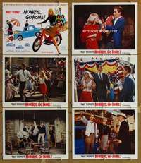 p668 MONKEYS GO HOME 6 movie lobby cards '67 Walt Disney, Chevalier