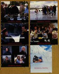 p669 MYSTERY ALASKA 6 movie lobby cards '99 Russell Crowe, hockey!