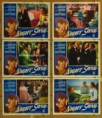 p672 NIGHT SONG 6 movie lobby cards '48 Dana Andrews, Merle Oberon