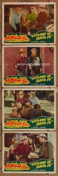 p860 OUTLAWS OF SANTA FE 4 movie lobby cards '44 Don Red Barry western!