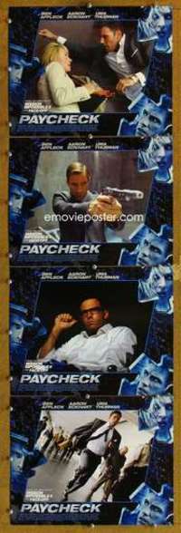 p861 PAYCHECK 4 movie lobby cards '03 John Woo, Ben Affleck, Uma Thurman