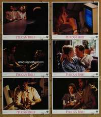 p678 PELICAN BRIEF 6 movie lobby cards '93 Julia Roberts, Denzel