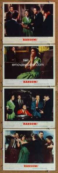 p866 RANSOM 4 movie lobby cards '56 Glenn Ford, Donna Reed