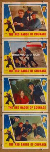 p868 RED BADGE OF COURAGE 4 movie lobby cards '51 Audie Murphy, Huston