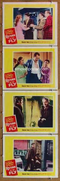 p870 RETURN OF THE FLY 4 movie lobby cards '59 Vincent Price, sci-fi!