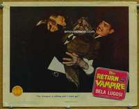 p039 RETURN OF THE VAMPIRE movie lobby card '44 cool wolf man image!