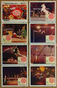 p366 RINGS AROUND THE WORLD 8 movie lobby cards '66 Don Ameche, circus!
