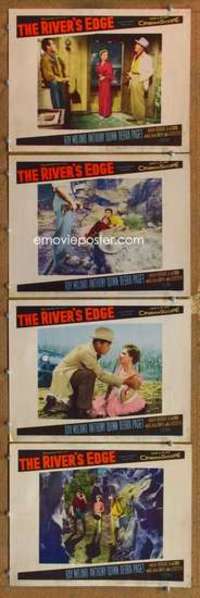 p872 RIVER'S EDGE 4 movie lobby cards '57 Ray Milland, Anthony Quinn