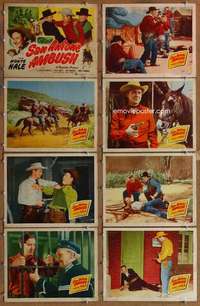 p382 SAN ANTONE AMBUSH 8 movie lobby cards '49 Monte Hale, Texas!
