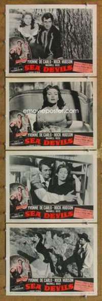 p879 SEA DEVILS 4 movie lobby cards R57 Yvonne De Carlo, Rock Hudson