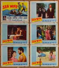 p696 SEA WIFE 6 movie lobby cards '57 Joan Collins, Richard Burton
