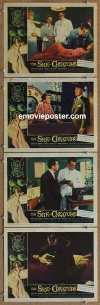 p881 SHE-CREATURE 4 movie lobby cards '56 AIP monster from Hell!