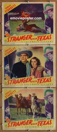 p941 STRANGER FROM TEXAS 3 movie lobby cards '39 Charles Starrett
