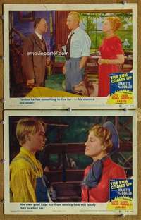 s041 SUN COMES UP 2 movie lobby cards '48 Jeanette MacDonald, Lassie!