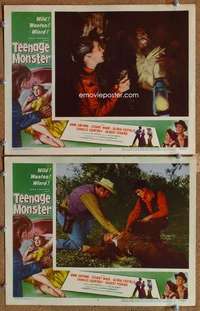 s045 TEENAGE MONSTER 2 movie lobby cards '57 Anne Gwynne, horror!