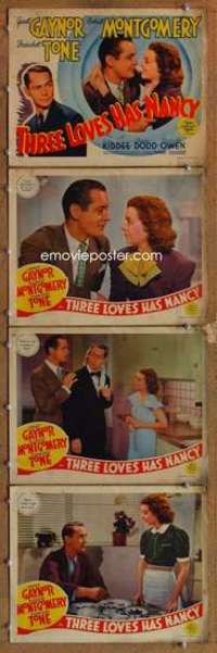 p891 THREE LOVES HAS NANCY 4 movie lobby cards '38 Janet Gaynor, Tone