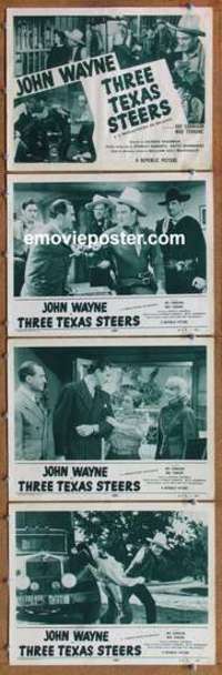 p892 THREE TEXAS STEERS 4 movie lobby cards R53 Wayne, Mesquiteers