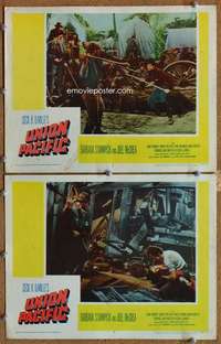 s051 UNION PACIFIC 2 movie lobby cards R58 Barbara Stanwyck, McCrea
