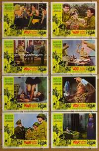 p466 WAR ITALIAN STYLE 8 movie lobby cards '66 Buster Keaton, WWII!