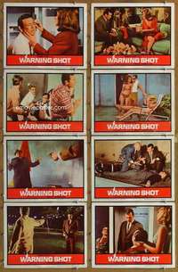 p468 WARNING SHOT 8 movie lobby cards '66 David Janssen, Masterson