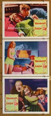 p951 WEEKEND WITH LULU 3 movie lobby cards '61 Hammer English comedy!