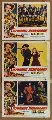 p955 WYOMING RENEGADES 3 movie lobby cards '54 Phil Carey, Gene Evans