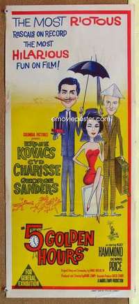 w332 5 GOLDEN HOURS Australian daybill movie poster '61 Kovacs, Cyd Charisse