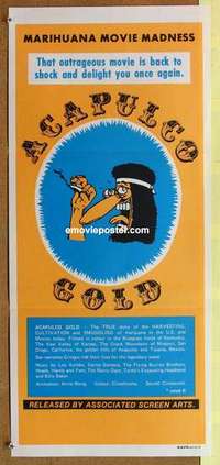 w337 ACAPULCO GOLD Australian daybill movie poster R80s marijuana, Gortner