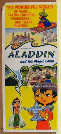 w344 ALADDIN & HIS MAGIC LAMP Australian daybill movie poster '70 Russian