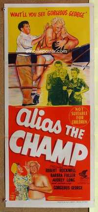w345 ALIAS THE CHAMP Australian daybill movie poster '49 Gorgeous George!
