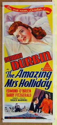 w348 AMAZING MRS HOLLIDAY Australian daybill movie poster '43 Deanna Durbin